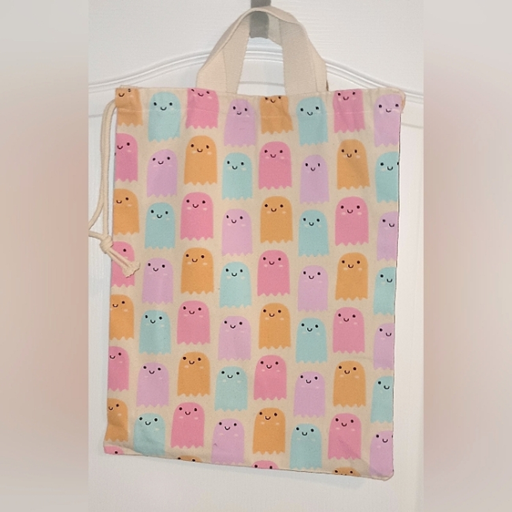 Canvas Ghost Print Reusable Tote Bag